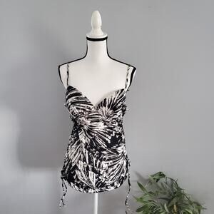 Black and White Palm Print Swim Coverup